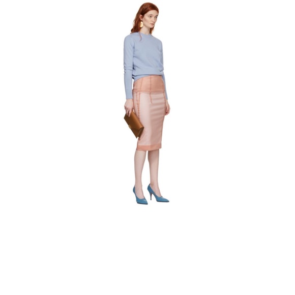 Victoria Beckham Pink Linear Pencil Skirt - Picture 2 of 12